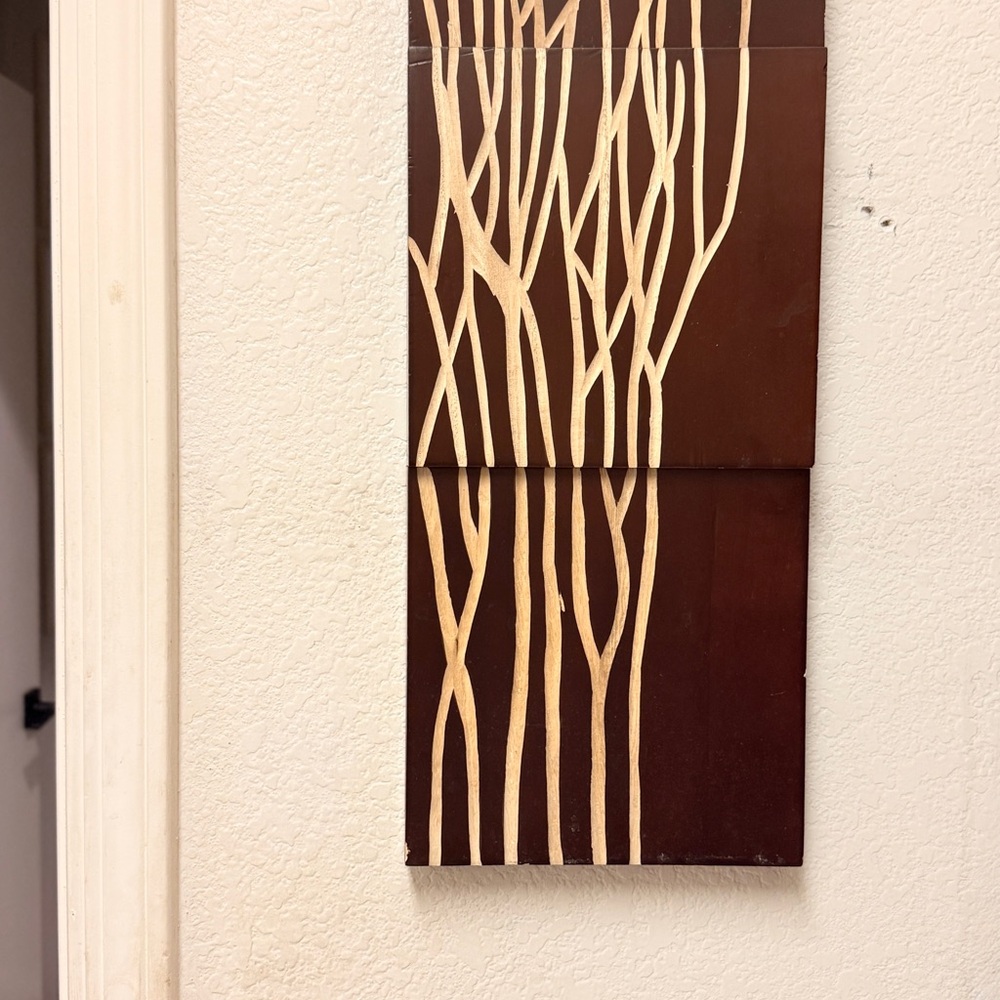 Modern Wood Brown and Cream Tree Wall Art